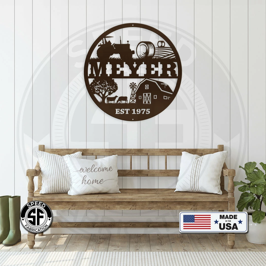 Speed Fabrication Farm Metal Signs Personalized Farm Monogram With Established Date Metal Sign