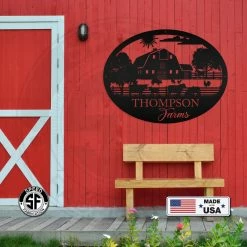 Speed Fabrication Personalized Farm Name And Farm Animals Oval Metal Sign