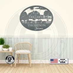 Speed Fabrication Personalized Farm Name And Farm Animals Oval Metal Sign