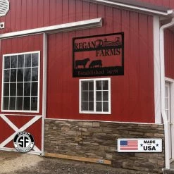 Speed Fabrication Personalized Square Farm Name And Established Date With Cows Metal Sign