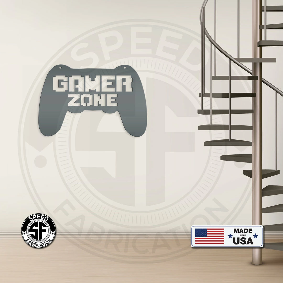 Speed Fabrication Gamer Zone Controller Wall Decor Baby & Kids Metal Wall Signs