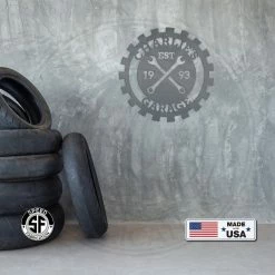 Speed Fabrication Garage Metal Signs Personalized Gear Garage Name Metal Sign