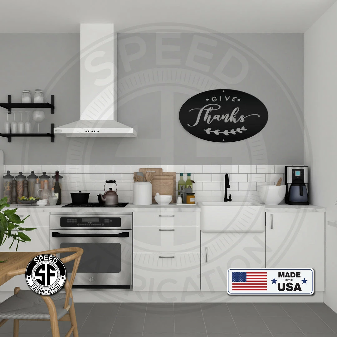 Speed Fabrication Give Thanks Sign - Home Decor Words/Sayings Metal Signs