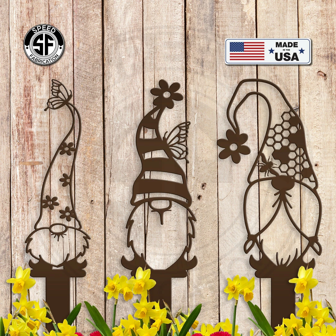 Speed Fabrication Outdoor Patio/Lawn Metal Signs Assorted Gnome Metal Yard Stakes