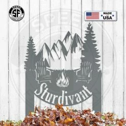 Speed Fabrication Custom Camping Sign - Family Name Campsite Sign Outdoor Patio/Lawn Metal Signs