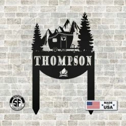 Speed Fabrication Personalized Mountain Camper Yard Stake Metal Sign Outdoor Patio/Lawn Metal Signs