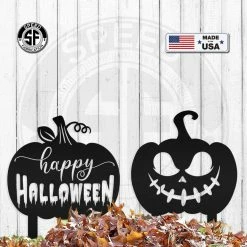 Speed Fabrication Assorted Halloween Pumpkin Metal Yard Stakes Halloween Metal Signs