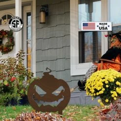 Speed Fabrication Assorted Halloween Pumpkin Metal Yard Stakes Halloween Metal Signs