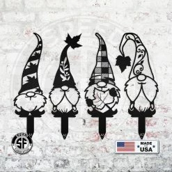 Speed Fabrication Fall/Autumn Metal Signs Assorted Autumn/Fall Gnome Metal Yard Stakes