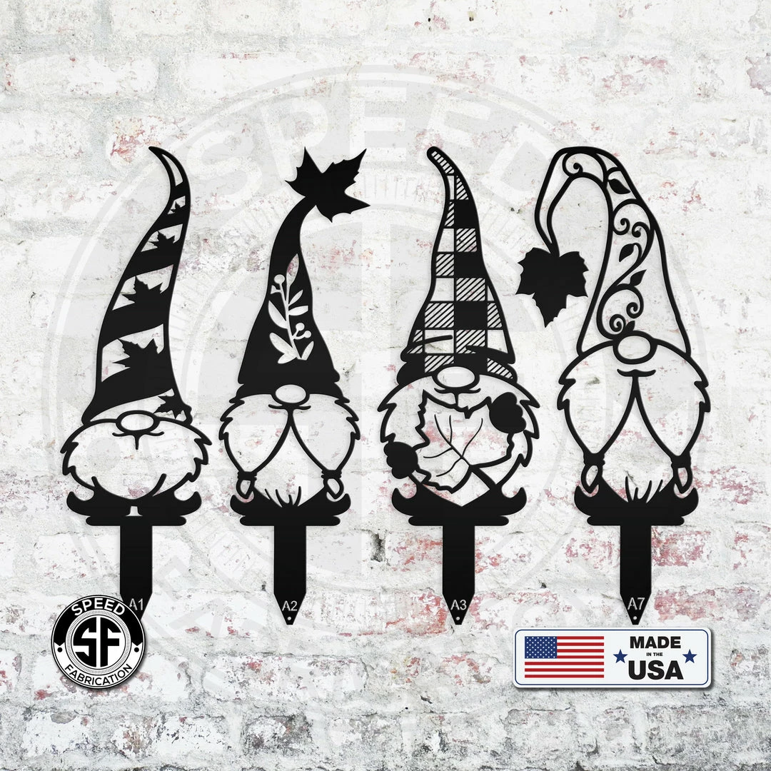 Speed Fabrication Fall/Autumn Metal Signs Assorted Autumn/Fall Gnome Metal Yard Stakes