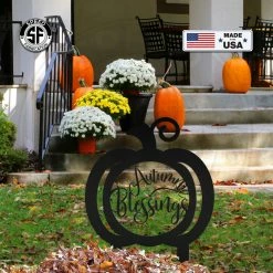 Speed Fabrication Fall/Autumn Metal Signs Assorted Autumn/Fall Leaves & Thanksgiving Pumpkin Metal Yard Stakes