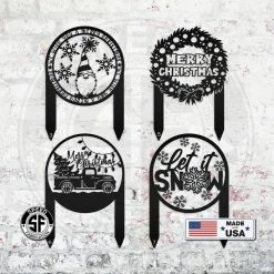 Speed Fabrication Assorted Christmas/Winter Holiday Metal Yard Stakes