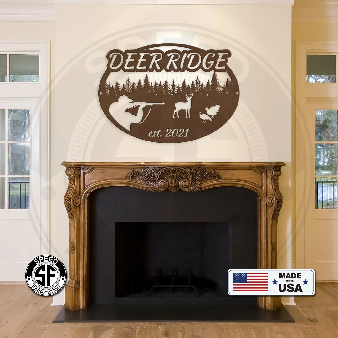 Speed Fabrication Farm Metal Signs Custom Deer And Turkey Hunting Scenery Sign