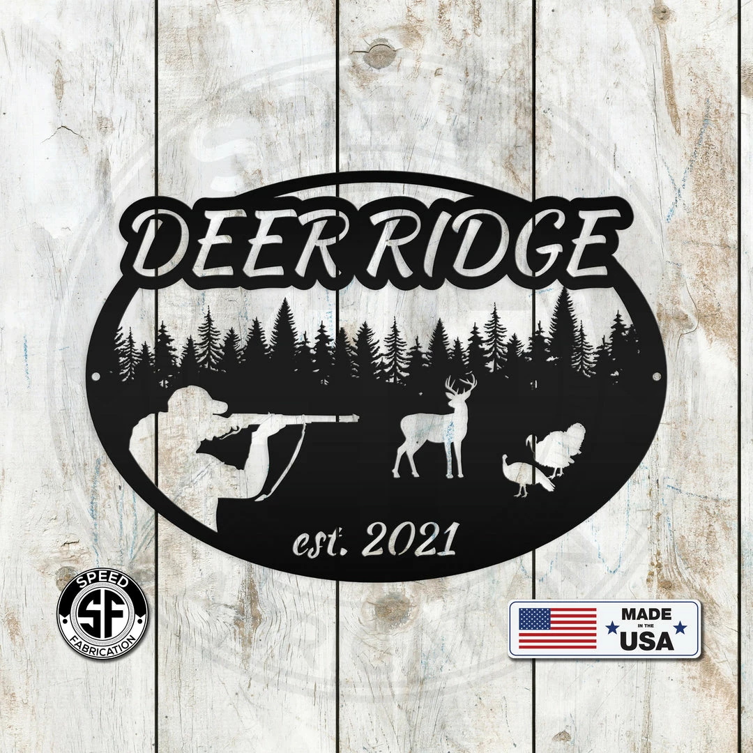 Speed Fabrication Farm Metal Signs Custom Deer And Turkey Hunting Scenery Sign
