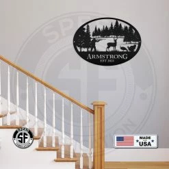 Speed Fabrication Personalized Turkey And Deer Hunting Scene Sign Hunting & Fishing Metal Signs