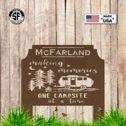 Speed Fabrication Outdoor Patio/Lawn Metal Signs Personalized One Campsite At A Time Metal Yard Stake Sign