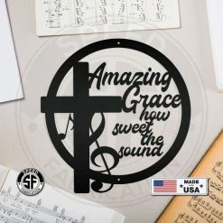Speed Fabrication Religious Metal Signs Amazing Grace Music Metal Sign