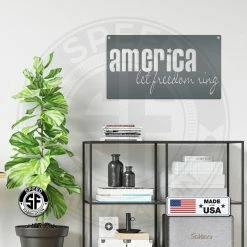 Speed Fabrication America Let Freedom Ring Metal Sign
