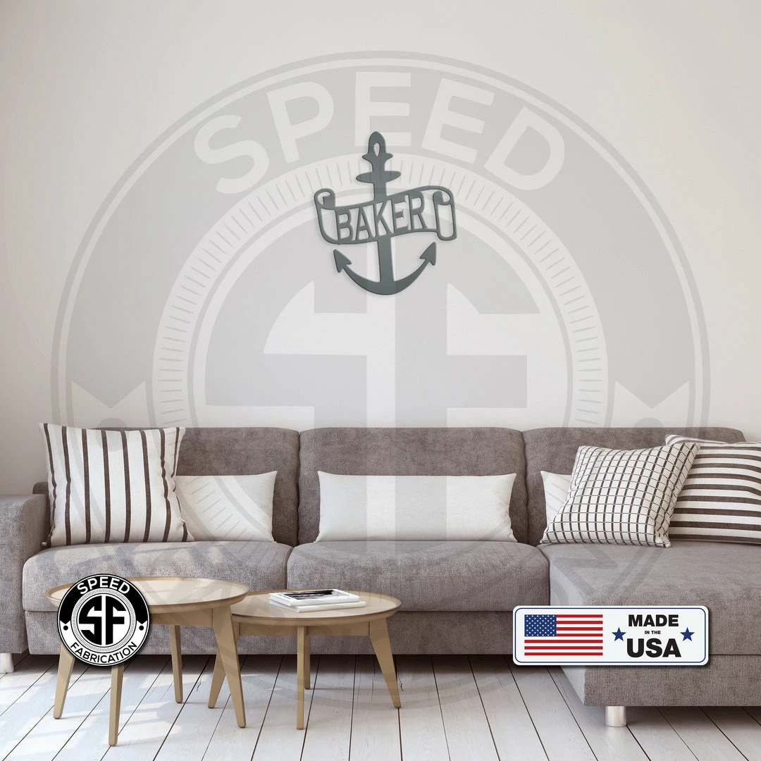 Speed Fabrication Home Decor & Gifts Personalized Anchor Monogram Metal Sign