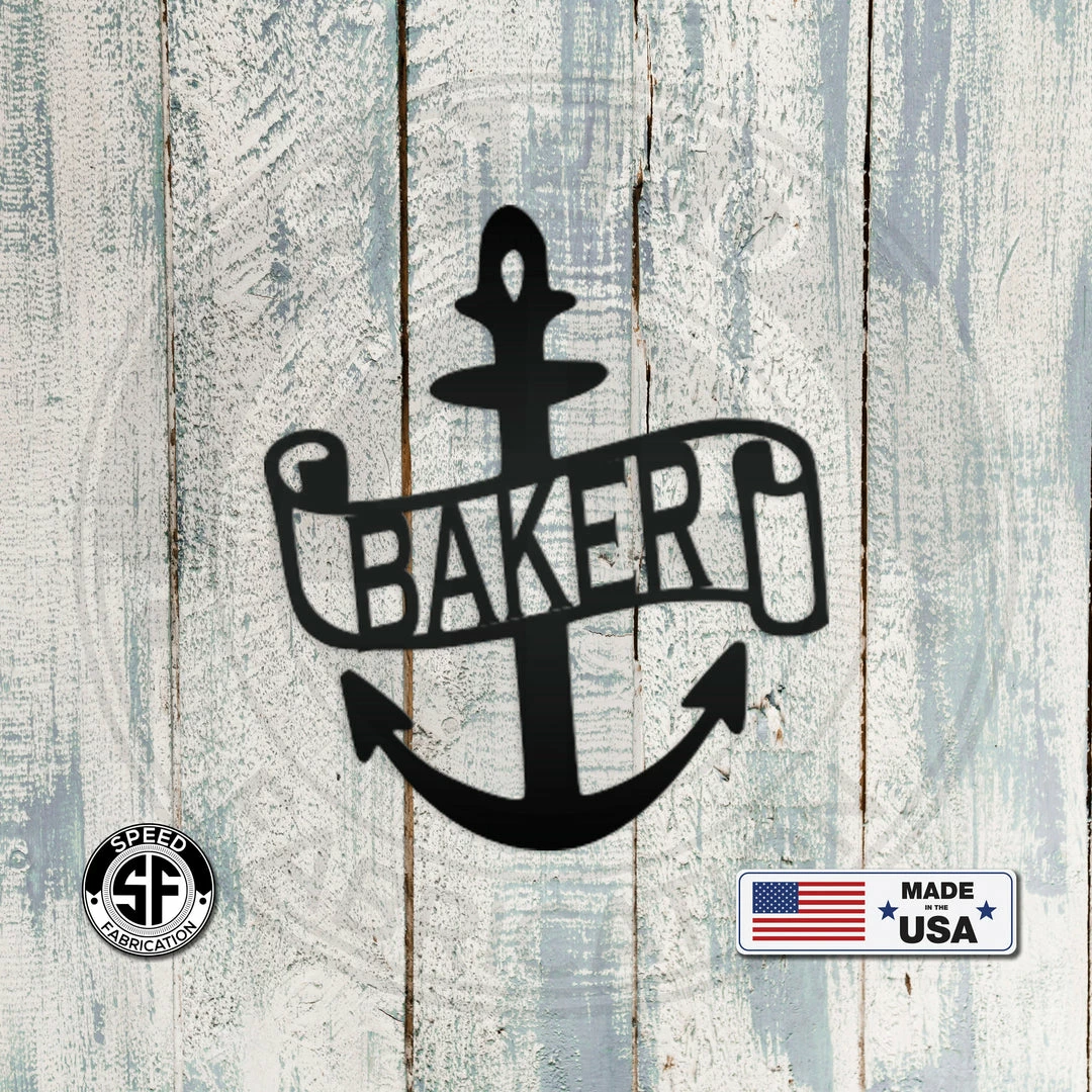 Speed Fabrication Home Decor & Gifts Personalized Anchor Monogram Metal Sign