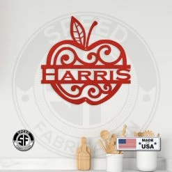Speed Fabrication Personalized Apple Monogram Metal Sign Home Decor & Gifts