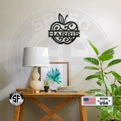 Speed Fabrication Personalized Apple Monogram Metal Sign Home Decor & Gifts