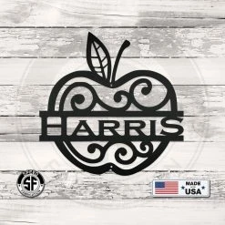 Speed Fabrication Personalized Apple Monogram Metal Sign Home Decor & Gifts