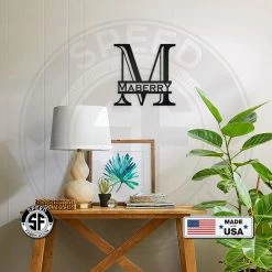 Speed Fabrication Personalized Name Monogram Art Deco Modern Art Metal Sign Indoor Outdoor Weatherproof