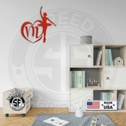Speed Fabrication Personalized Ballerina With Heart Monogram Metal Sign
