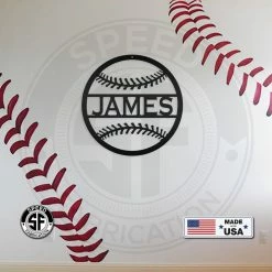 Speed Fabrication Personalized Baseball Name Metal Sign Sports Wall Art