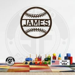 Speed Fabrication Personalized Baseball Name Metal Sign Sports Wall Art