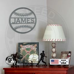 Speed Fabrication Personalized Baseball Name Metal Sign Sports Wall Art