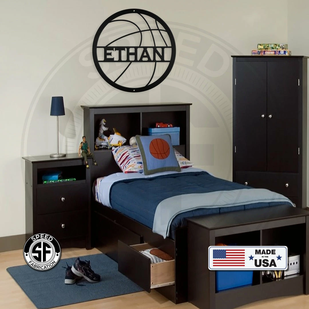 Speed Fabrication Personalized Basketball Metal Sign-Athlete Gift Sports Wall Art