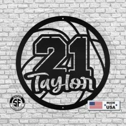 Speed Fabrication Personalized Basketball Name And Number Metal Sign - Athlete Gift - Home Decor