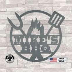 Speed Fabrication Personalized Name BBQ Metal Sign Outdoor Patio/Lawn Metal Signs