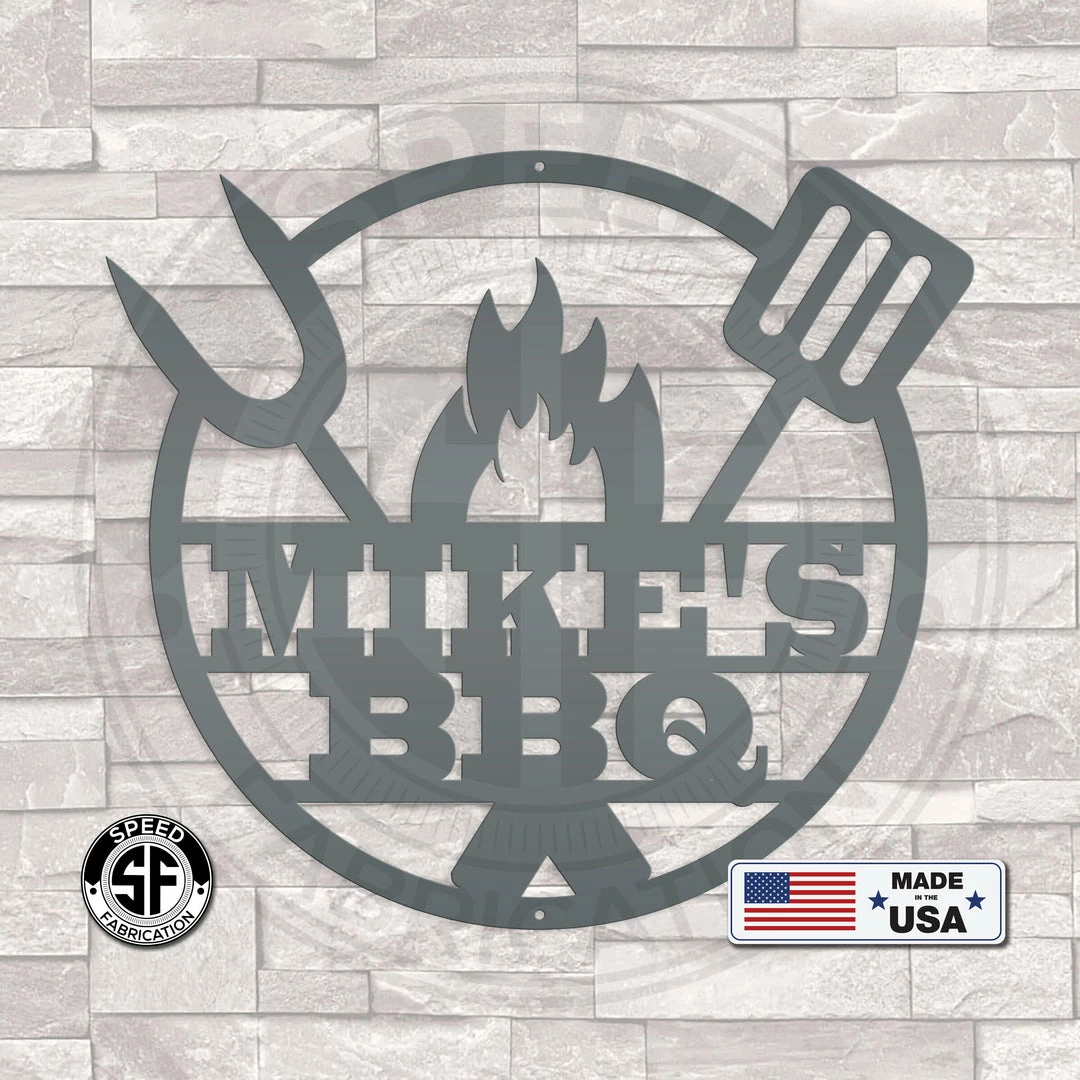 Speed Fabrication Personalized Name BBQ Metal Sign Outdoor Patio/Lawn Metal Signs