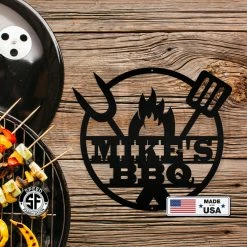 Speed Fabrication Personalized Name BBQ Metal Sign Outdoor Patio/Lawn Metal Signs