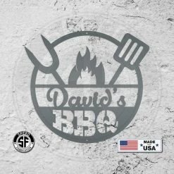 Speed Fabrication Personalized Name BBQ Metal Sign - Indoor Outdoor Home Decor & Gifts