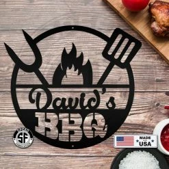 Speed Fabrication Personalized Name BBQ Metal Sign - Indoor Outdoor Home Decor & Gifts