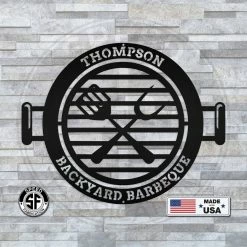 Speed Fabrication Backyard Barbeque Grill Family Name Sign Home Decor & Gifts