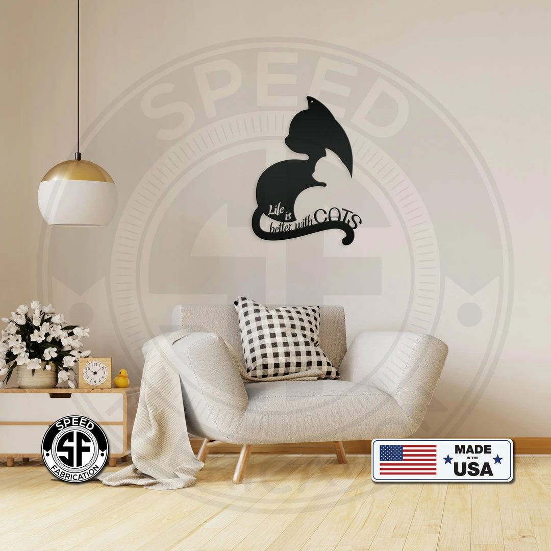 Speed Fabrication Animal Metal Signs Life Is Better With Cats Metal Sign-Pet Sign
