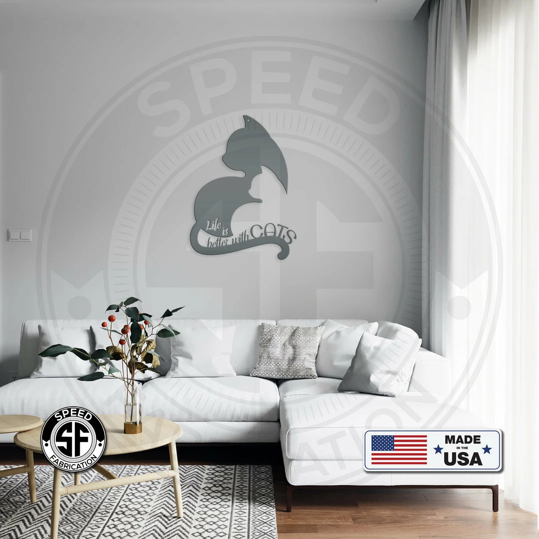 Speed Fabrication Animal Metal Signs Life Is Better With Cats Metal Sign-Pet Sign