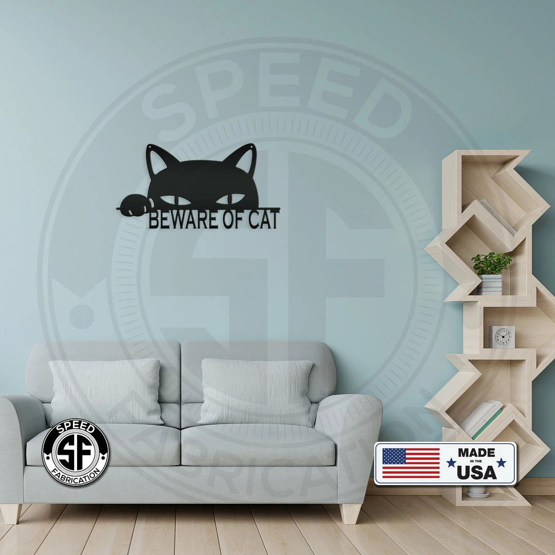 Speed Fabrication Beware Of Cat Metal Sign Animal Metal Signs