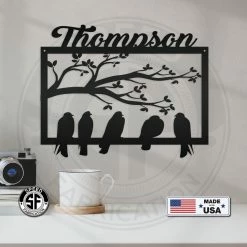 Speed Fabrication Personalized Family Name With Birds On A Branch Metal Sign
