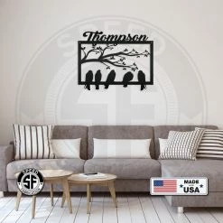 Speed Fabrication Personalized Family Name With Birds On A Branch Metal Sign