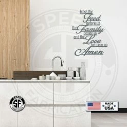 Speed Fabrication Home Decor & Gifts Bless Food, Family, Love Between Us Amen Home Decor Sign