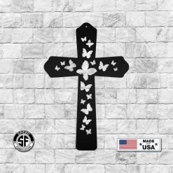 Speed Fabrication Butterfly Cross Metal Sign