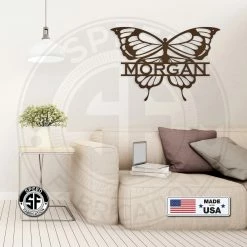 Speed Fabrication Monograms Personalized Butterfly Monogram Metal Sign