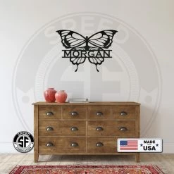 Speed Fabrication Monograms Personalized Butterfly Monogram Metal Sign