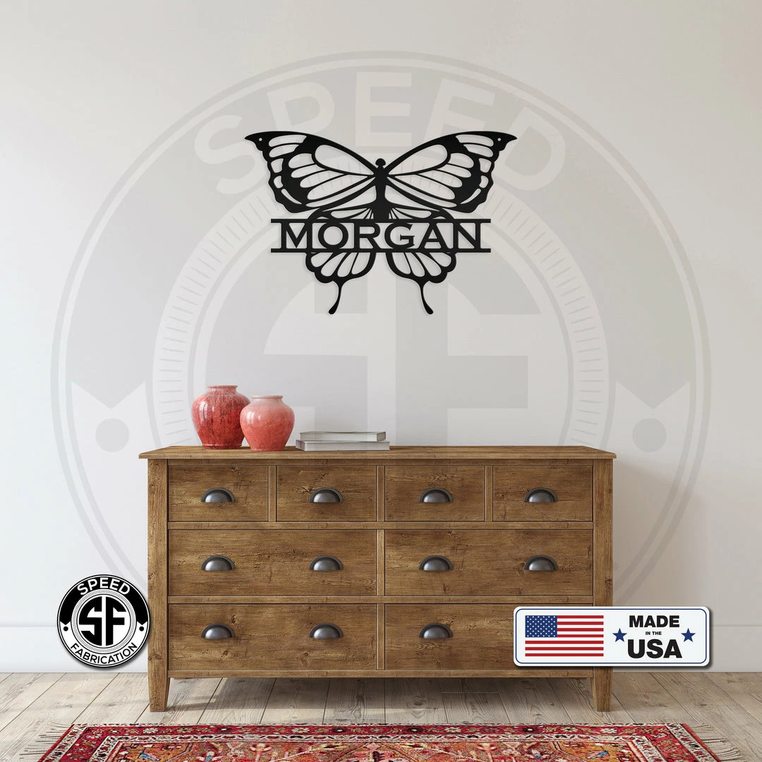 Speed Fabrication Monograms Personalized Butterfly Monogram Metal Sign